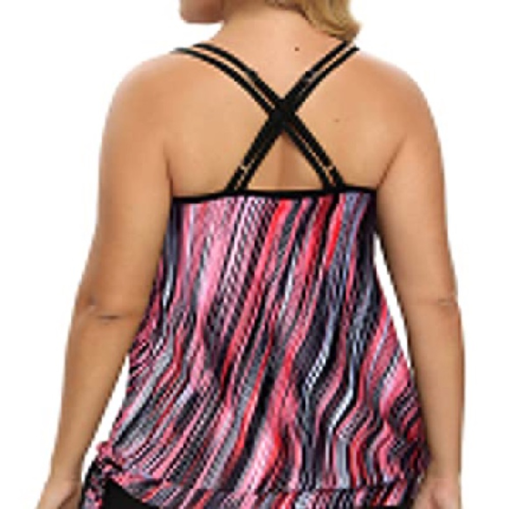 Womens Tankini Swimsuits with Boy Shorts Tummy Control Modest M - Picture 2 of 2